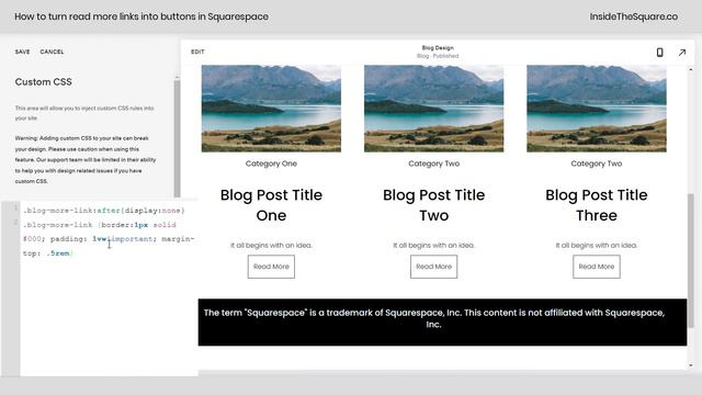 How To Customize The Read More Link In Squarespace Blogs // Squarespace CSS Tutorial