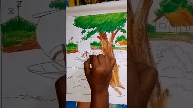 beautiful nature painting with pastel colour #drawing #soma biswas & i am смотреть онлайн