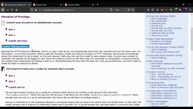 Client-State Manipulation - Google Gruyere // Elevation of Privilege and Cookie Manipulation смотреть онлайн