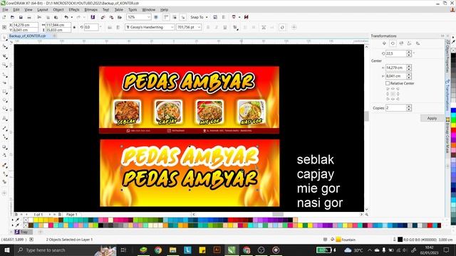 Belajar desain coreldraw x7 membuat banner UMKM warung pedas ambyar смотреть онлайн