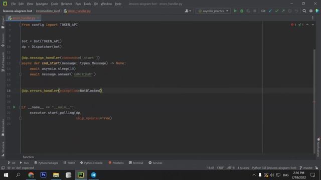 AIOGRAM ► Errors Handler -Telegram bot ПРОГРАММИРОВАНИЕ ПО ПЛЕЙЛИСТАМ УРОК 27 смотреть онлайн