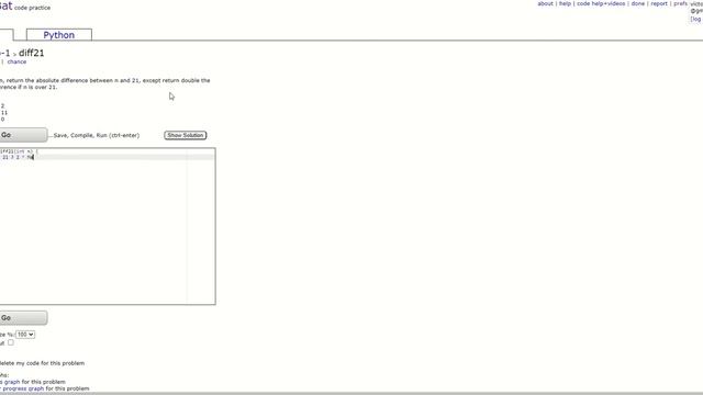 CodingBat - diff21 (Java) смотреть онлайн