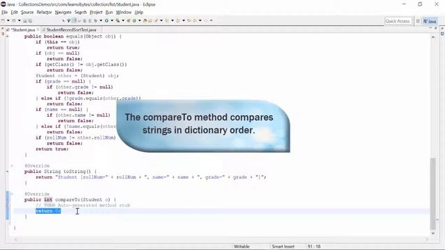 Java Arraylist Sorting example смотреть онлайн