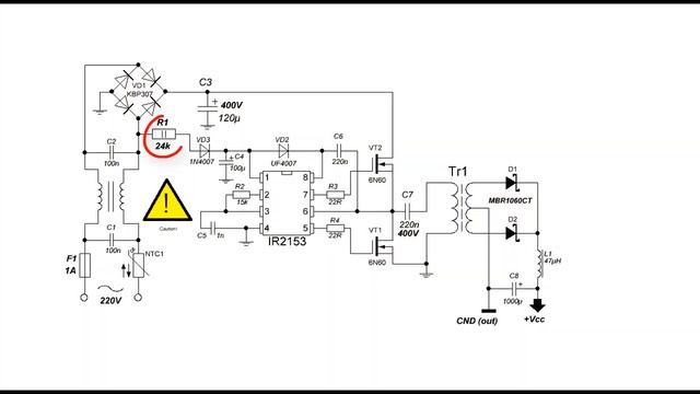 Импульсный блок питания на Ir2153