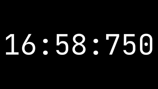 Countdown Timer 34 Minutes, 30 Seconds [34:30:000] - White On Black With Milliseconds