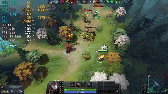 RX 6400 + Ryzen 5 3600 - Dota 2 - Ultra - 1080p смотреть онлайн