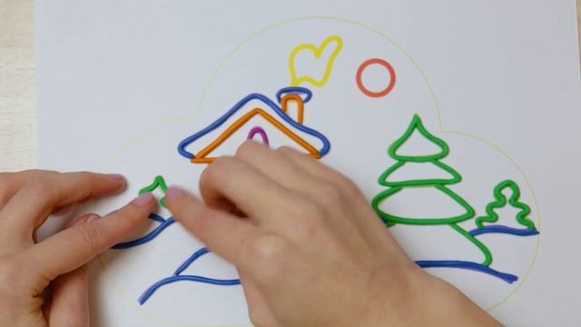 Лепим пластилином и рисуем светом зимний пейзаж