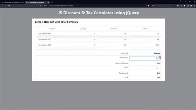 JS Discount and Tax Calculator using jQuery Tutorial смотреть онлайн
