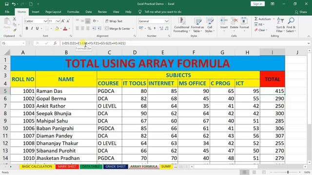 Array Formula|How To Use Array Formula In Excel|How To Find Total Using Array Formula|DK Sir|Rd Tec