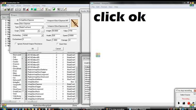 TES4 Construction Set Tutorial Weapons