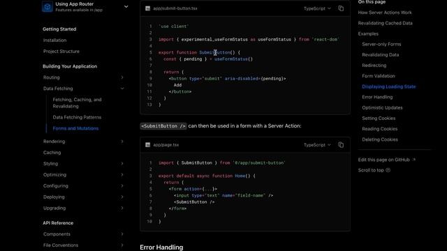NEXT.JS App Router Official DOCS: Data Fetching - Forms and Mutations смотреть онлайн