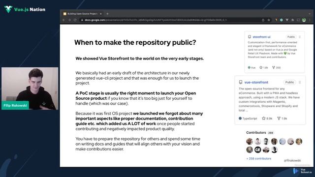 What you need to build successful Open Source products by Filip Rakowski: Vue.js Nation 2022 смотреть онлайн