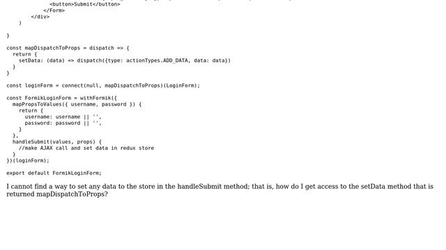 Set Redux State in handleSubmit method of Formik React form смотреть онлайн