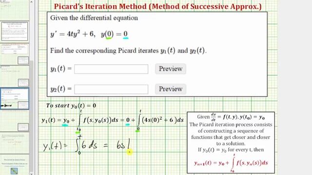 Use Picard's Iteration to Approximate a Solution to a IVP (2 iterations only) смотреть онлайн
