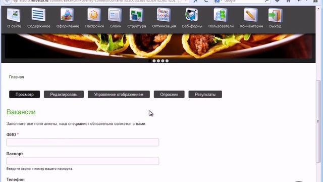 Пример создания анкеты для соискателей на Drupal в Росвеста смотреть онлайн