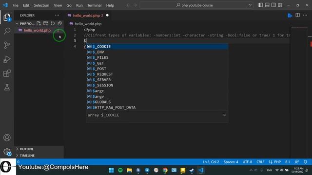 PHP TUTORIAL IN ENGLISH - Session 3 - Intro to Variables, Commenting, Print смотреть онлайн