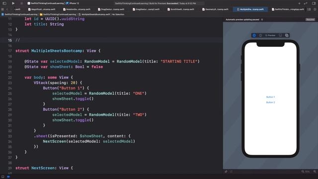 Multiple Sheets in a SwiftUI View | Continued Learning #7 смотреть онлайн