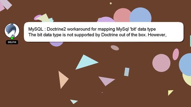 MySQL : Doctrine2 workaround for mapping MySql 'bit' data type смотреть онлайн