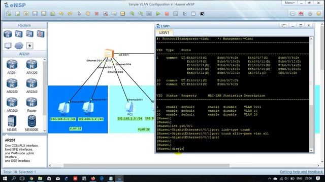 Configuring VLAN Access & Trunk Switch Devices on Huawei Simulator eNSP смотреть онлайн