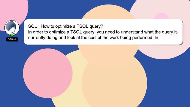 SQL : How to optimize a TSQL query? смотреть онлайн