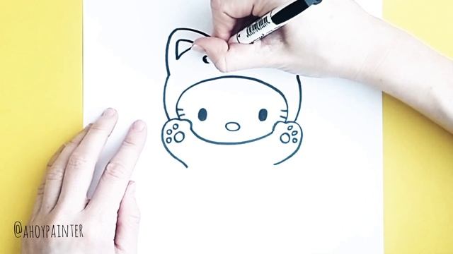 How to Draw Cute Hello Kitty Sanrio / Easy Drawing Tutorial смотреть онлайн