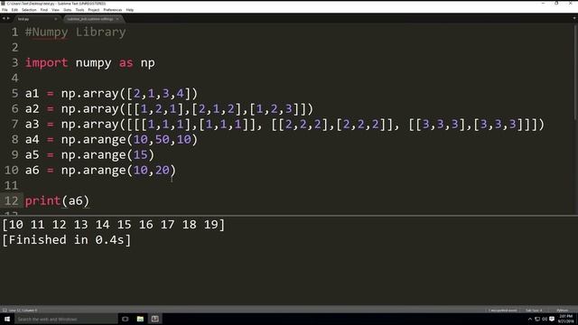 Python_12_Creating Numpy Objects смотреть онлайн
