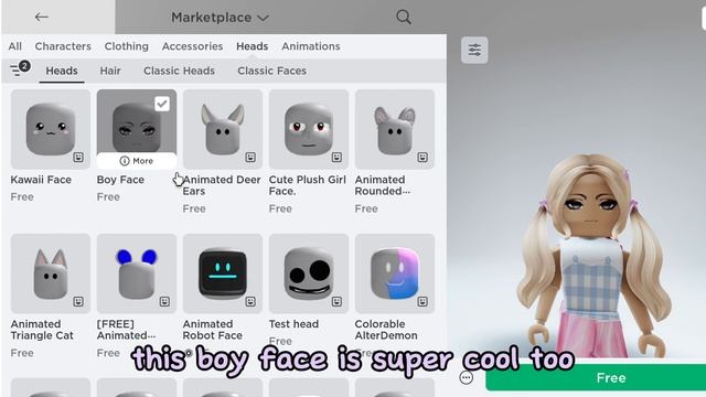 GET CUTE KAWAII FACE, ANIMATED ANIMAL HEADS, BOY FACE AND OTHER FREE HEADS NOW IN ROBLOX!!! смотреть онлайн