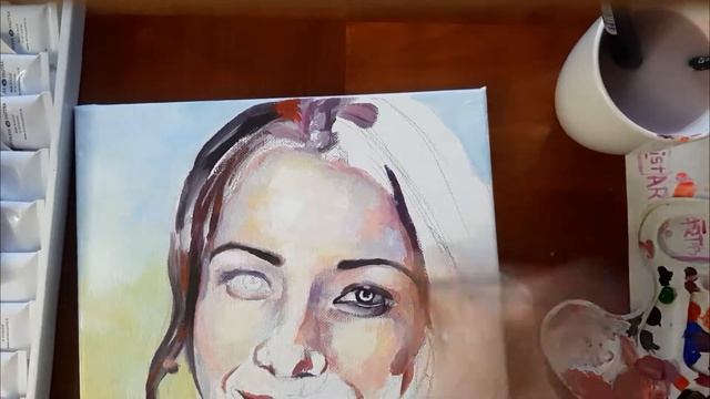 Процесс написания портрета/ Работа с акриловыми красками смотреть онлайн