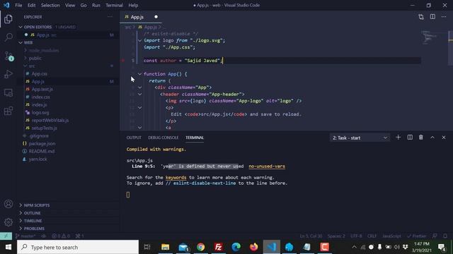 Disable Eslint in React | Part 01 смотреть онлайн