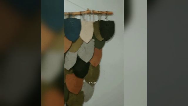 Панно макраме, листья, перья смотреть онлайн