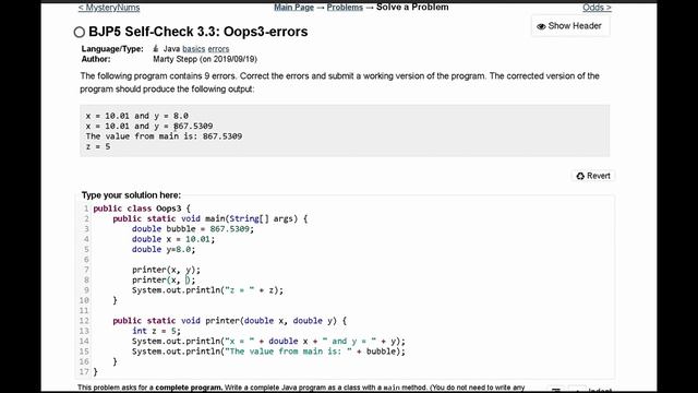 Java Practice It || 3.3 Oops3-errors || method basics смотреть онлайн