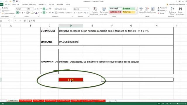 Función IM.COS Excel 2013: 215 de 448 HD смотреть онлайн