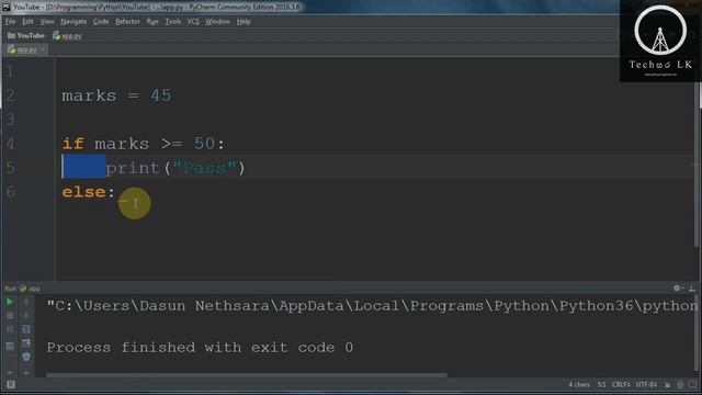 Python Programming Lesson 26 - IF Conditions | Techසර LK смотреть онлайн