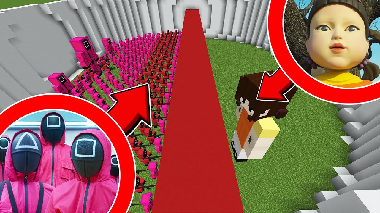 1000 СОЛДАТ против КУКЛЫ из ИГРЫ КАЛЬМАРА в майнкрафт ! Битва SQUID GAME GUARD VS DOLL MINECRAFT смотреть онлайн
