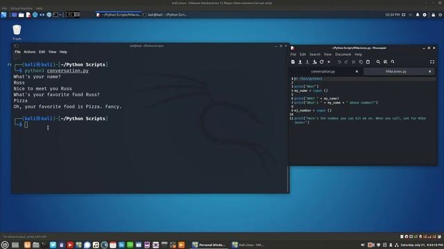 Using Python to create a conversation in the terminal. смотреть онлайн