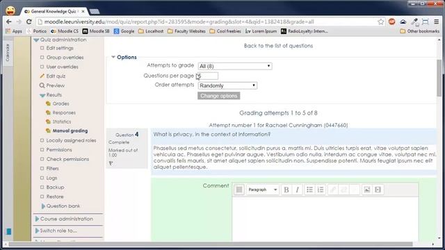 Moodle Quiz Training Video #06 - Grading Essay Questions смотреть онлайн