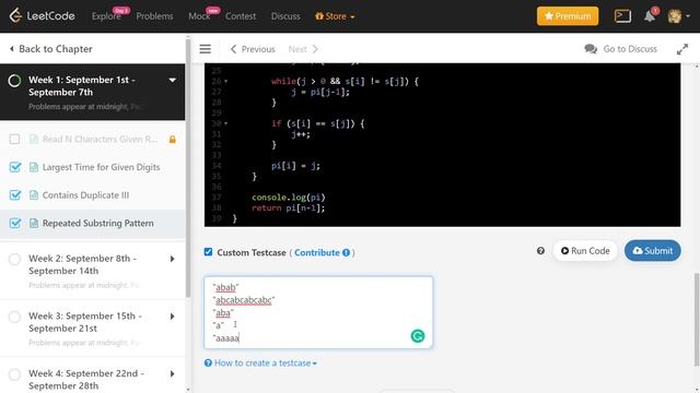 Leetcode 459. Repeated Substring Pattern смотреть онлайн