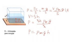 Физика 7 класс. Видеоурок 7-32. Расчёт давления жидкости на дно и стенки сосуда. Решение задач.