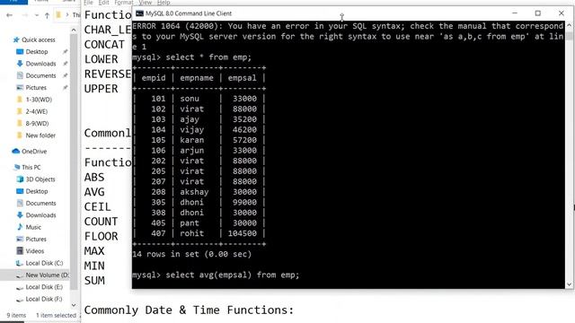aggregate functions in MySQL #aggregatefunctionsMySQL смотреть онлайн