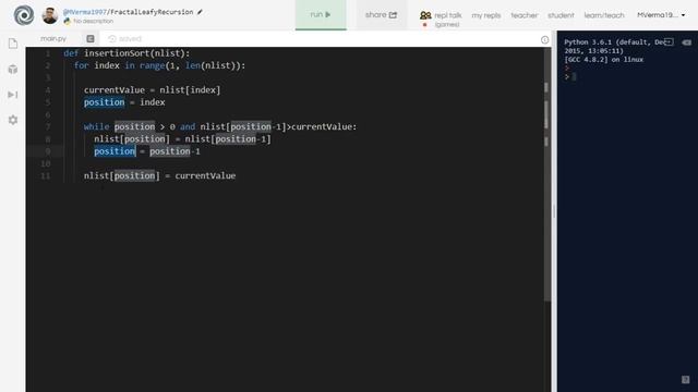 Insertion Sort in Python. смотреть онлайн
