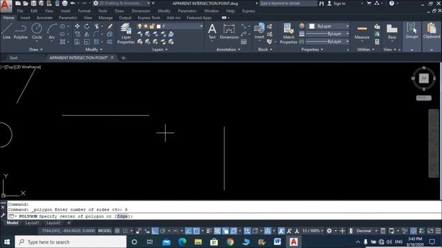 AUTOCAD TUTORIAL 9 APPARENT INTERSECTION POINT смотреть онлайн