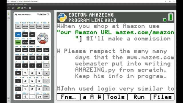 aMAZEing Python program lets you watch random mazes being created on TI's 84+ CE Python calculator. смотреть онлайн