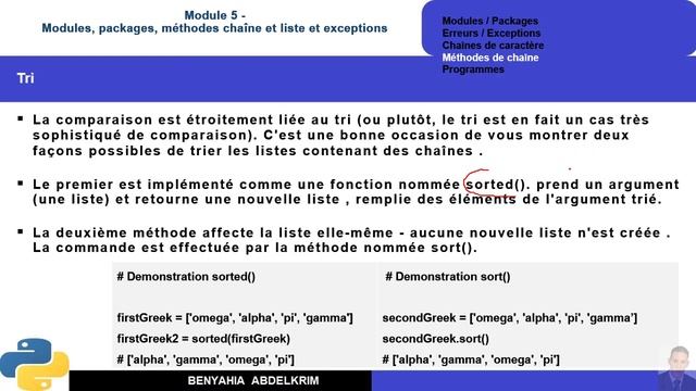 leçon python N°34 Module 5 Chaîne en action Comparaison et tri смотреть онлайн