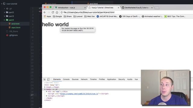 Using V-Bind Directive - Vue.js 2.0 Fundamentals (Part 4) смотреть онлайн