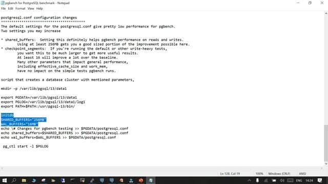 pgbench for PostgreSQL benchmark смотреть онлайн