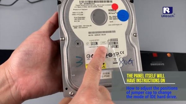 Jumper setting of IDE hard drives to SATA interface duplicator with a adapter/connecter