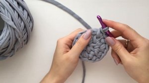 Как вязать крышку корзинки из трикотажной пряжи.