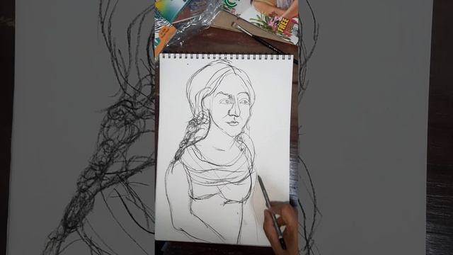 Girl.charcoal drawing. смотреть онлайн