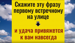 Скажите эту фразу первому встречному человеку на улице и удача привяжется к вам навсегда