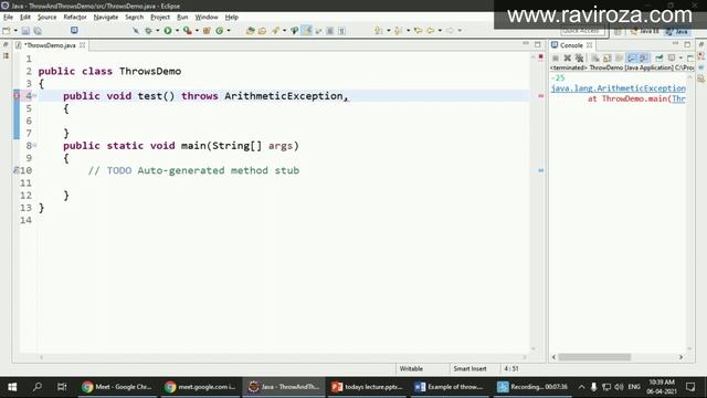 Java Part-35 | Example of throw and throws in Exception Handling (Gujarati) смотреть онлайн